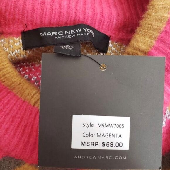NEW Marc New York Womens Acrylic‎ Blend Sweater Zigzag Pattern Magenta NWT - Picture 5 of 5